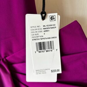 Magenta Stretch Taffeta Mini Dress nwt